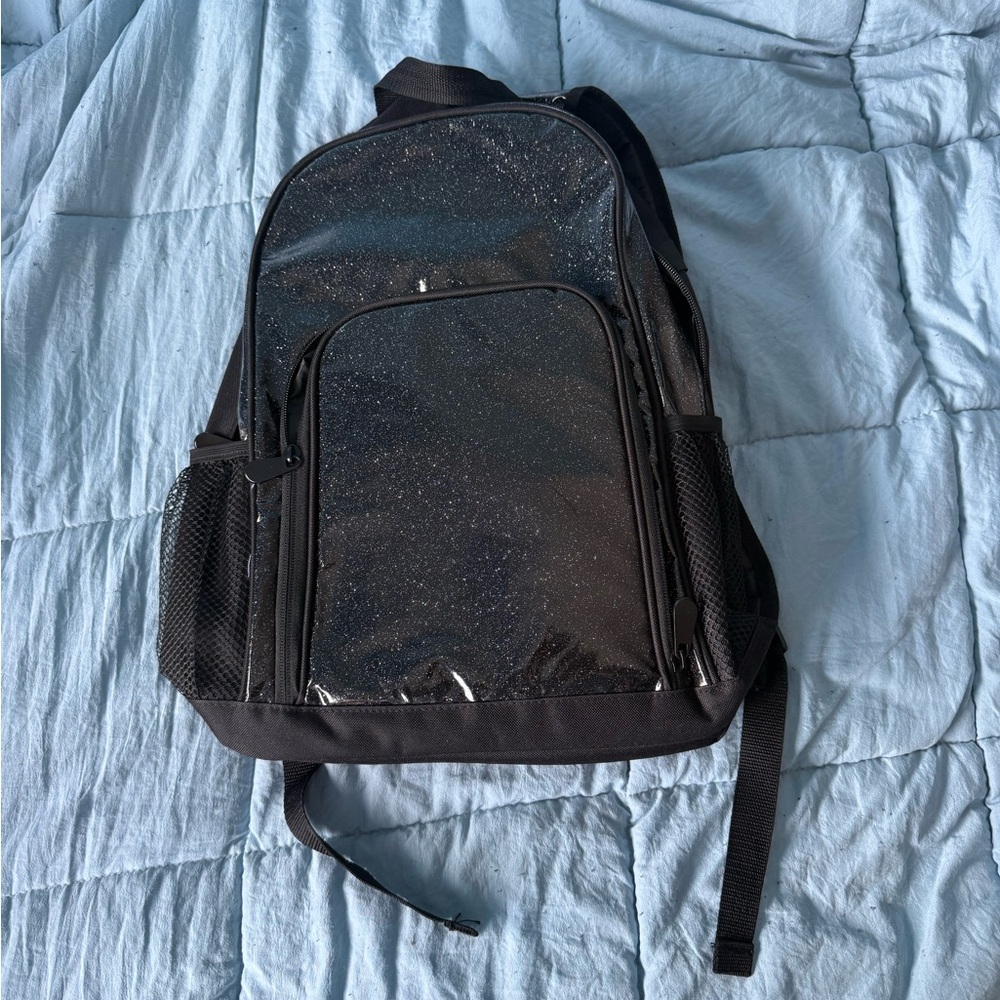 Elegant Black Glitter Backpack